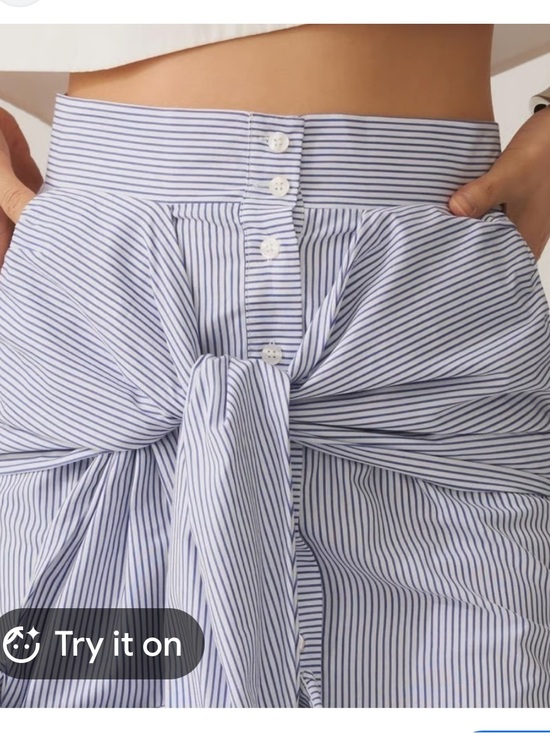 Maeve Dresses & Skirts - NWT Anthropologie Maeve Deconstructed Oxford Striped Tie-Front Midi Skirt